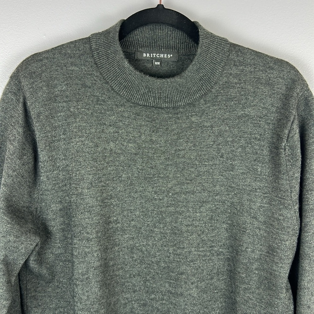 Britches Merino Wool Blend Crew Neck Long Sleeve Knit Sweater Medium Grey - Picture 3 of 11